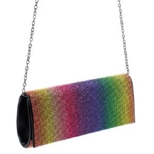 Fashion Faux Leather Rhinestone Rainbow Clutch/Messenger Bag